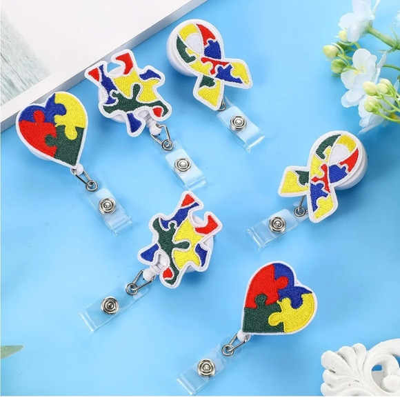 🆕 12 Pcs Autism Awareness Retractable Badge Reels - Picture 1 of 6